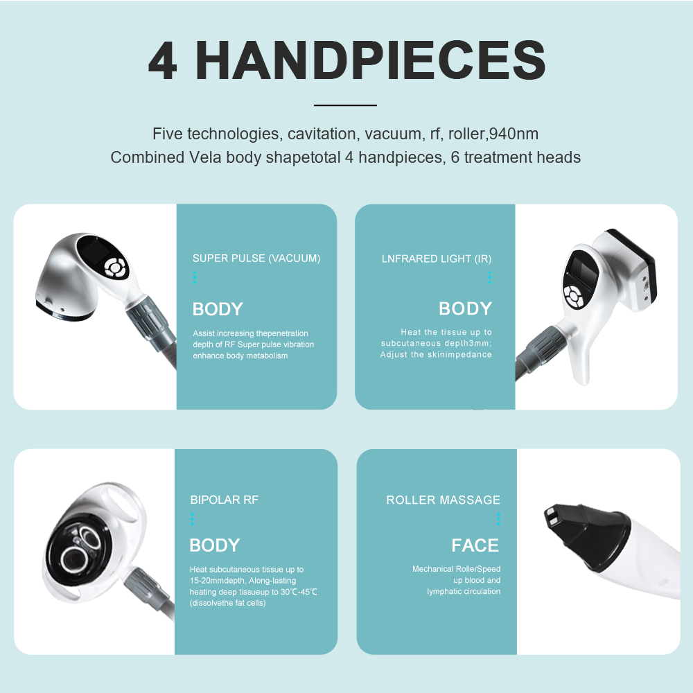 A Multi-Function Rf Vacuum Roller 40k Vela Slim Rf Rolling Vela Body Slimming Cavitation Vela Body Shape Machine