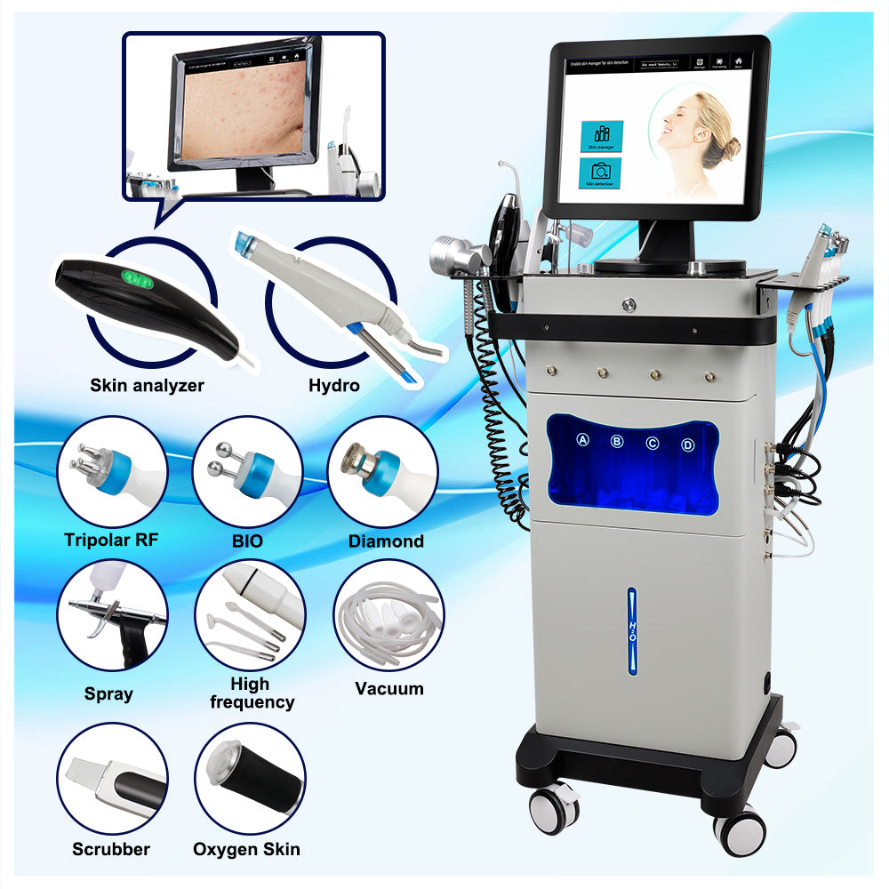 A Niansheng 10 In 1 Ultansonic Oxygen Jet Spa Hydra Dermabrasion Microderambrasion Hydra Beauty Face Skin Care Clean Machine