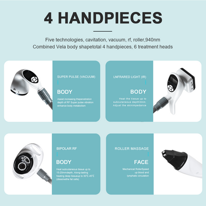 A Multi-Function Rf Vacuum Roller 40k Vela Slim Rf Rolling Vela Body Slimming Cavitation Vela Body Shape Machine