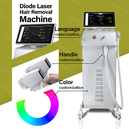 Professional Ice Painless 808 Diode Laser Hair Removal Machine 808nm+755nm+1064nm