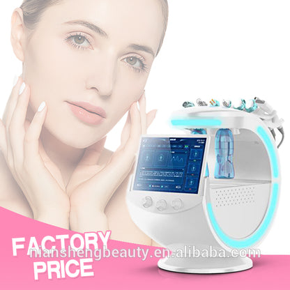 7 In 1 Water Facial  Intelligent Ice Blue RF Hydra Oxygen Jet Water Peeling Facial Beauty Machine With Skin Analyzer