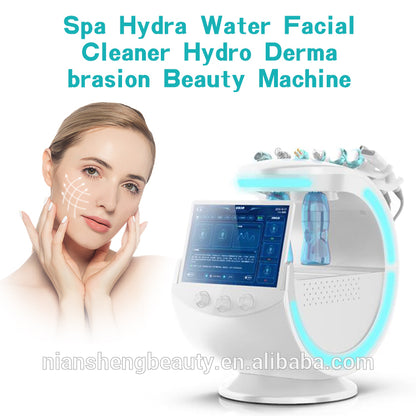 7 In 1 Water Facial  Intelligent Ice Blue RF Hydra Oxygen Jet Water Peeling Facial Beauty Machine With Skin Analyzer